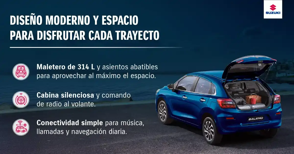 Autos con mayor confort​ con Suzuki.