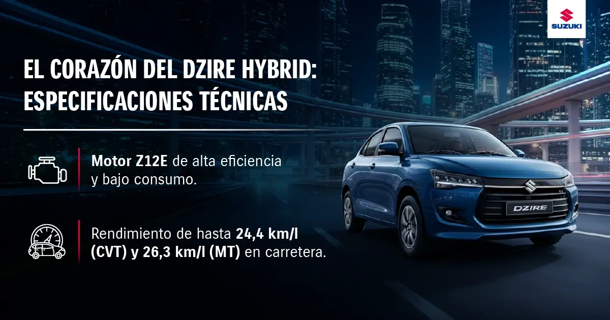Suzuki Dzire: motor y rendimiento.
